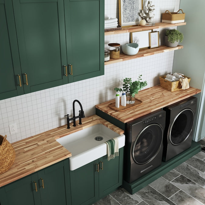 Sparrow Peak - Natural Grain 6-Ft X 39-In X 1.5-In Honey Stained Acacia Wood Butcher Block Countertop - Serious Techies