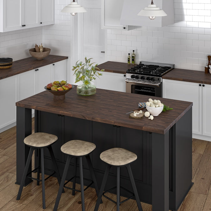 Sparrow Peak - Acacia Espresso Stained Natural Grain 6-Ft X 39-In X 1.5-In Espresso Stained Acacia Wood Butcher Block Countertop - Serious Techies