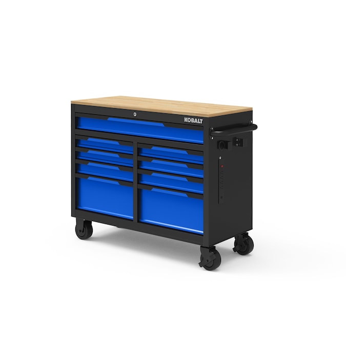 KOBALT - 46.1-In L X 37.2-In H 9 -Drawers Rolling Black Wood Work Bench - Serious Techies
