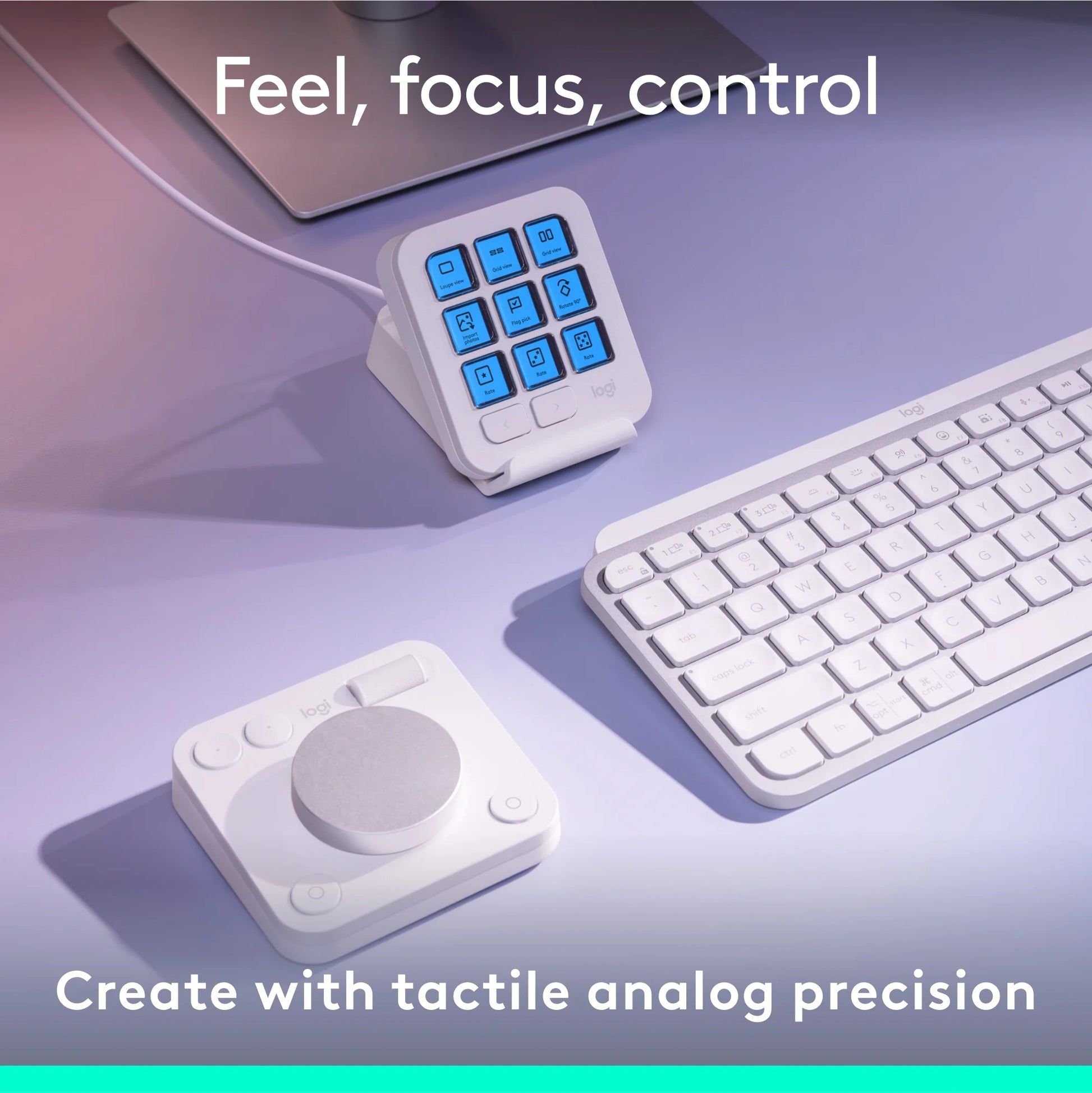 Logitech - MX Creative Console, Programmable Keypad with 9 Customizable LCD Keys and Control Dial for Graphic Design, Video Editing, Photography, Use with Adobe, Zoom, Spotify and More, Off-White - Serious Techies