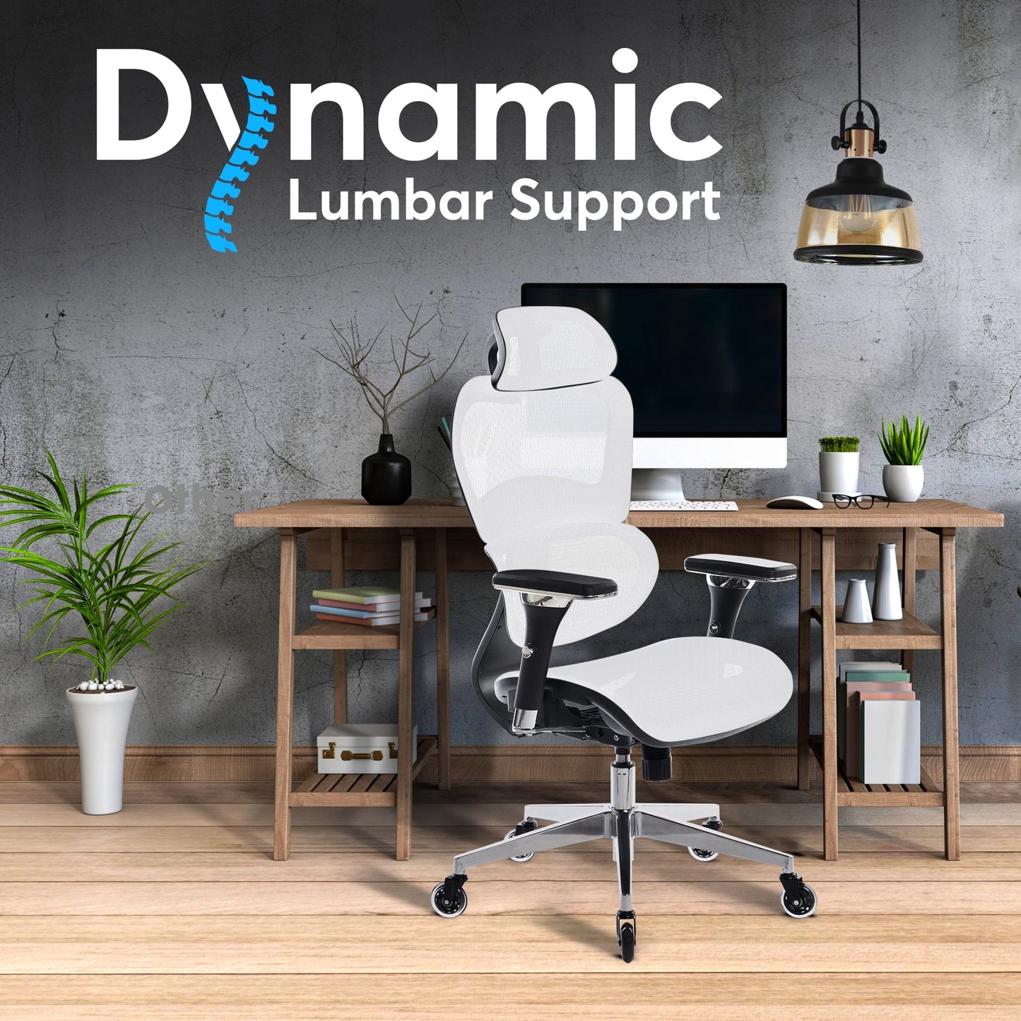 Oline - ErgoPro Ergonomic Office Chair - Rolling Desk Chair with 4D Adjustable Armrest, 3D Lumbar Support and Blade Wheels - Mesh Computer Chair, Gaming Chairs, Executive Swivel Chair (White) - Serious Techies