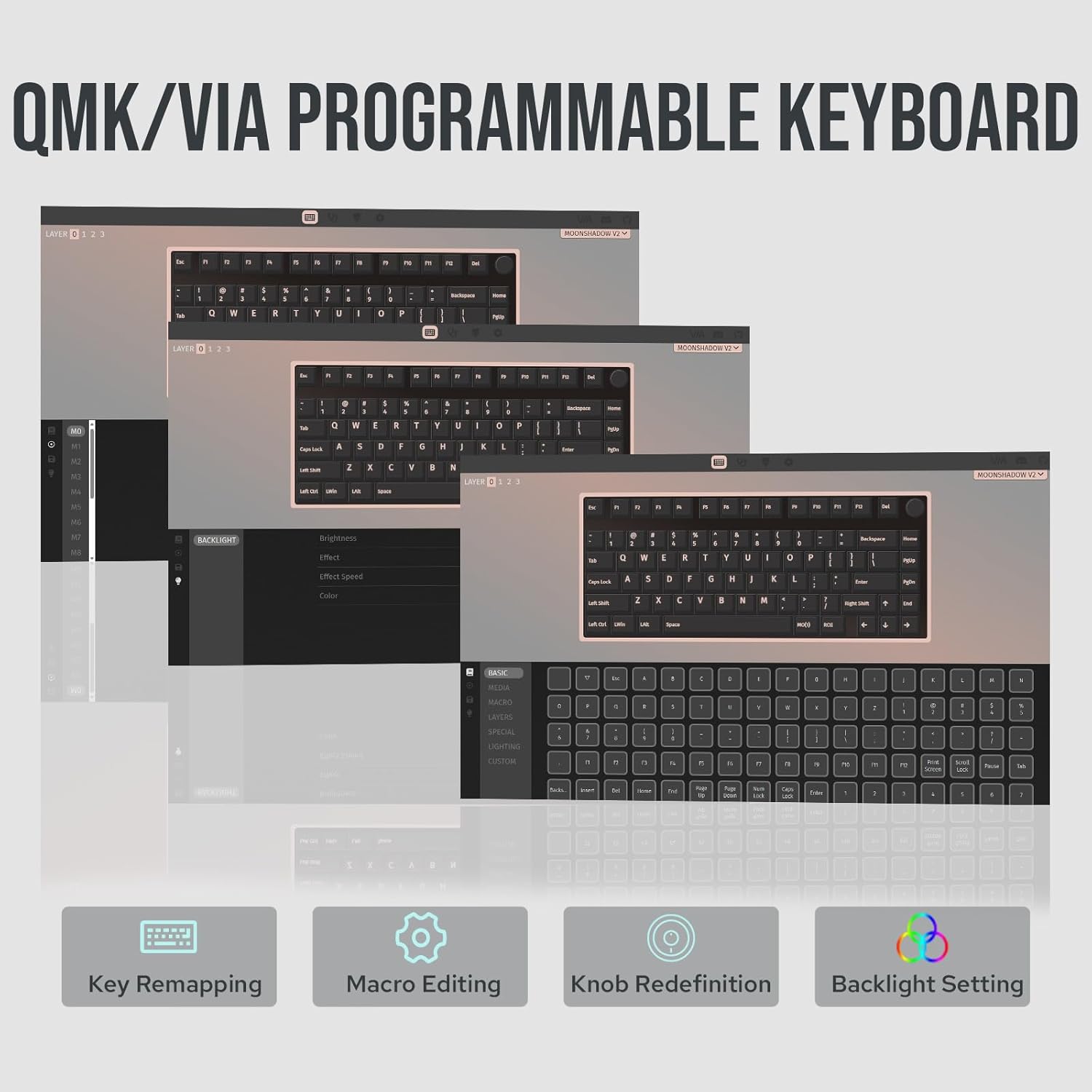 KiiBoom - Moonshadow V2 75% Wireless Aluminum Gaming Keyboard, QMK&VIA Programmable, Bt5.0/2.4Ghz/Usb-C, Hot-Swappable Creamy Mechanical Keyboard with FR4 Plate, Knob, 4000Mah Battery (Silver) - Serious Techies