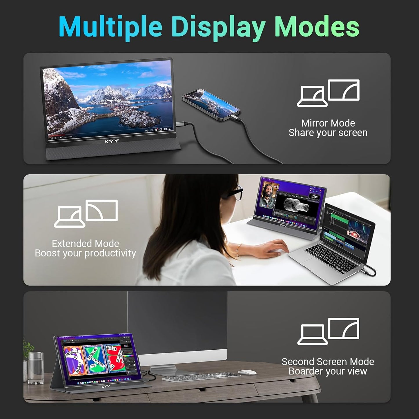 KYY - Portable Monitor 15.6'' FHD 1080P USB C HDMI Gaming Monitor Ultra-Slim IPS Display W/Smart Cover & Speakers, Plug&Play, External Monitor for Laptop PC Phone Mac Xbox PS4 - Serious Techies