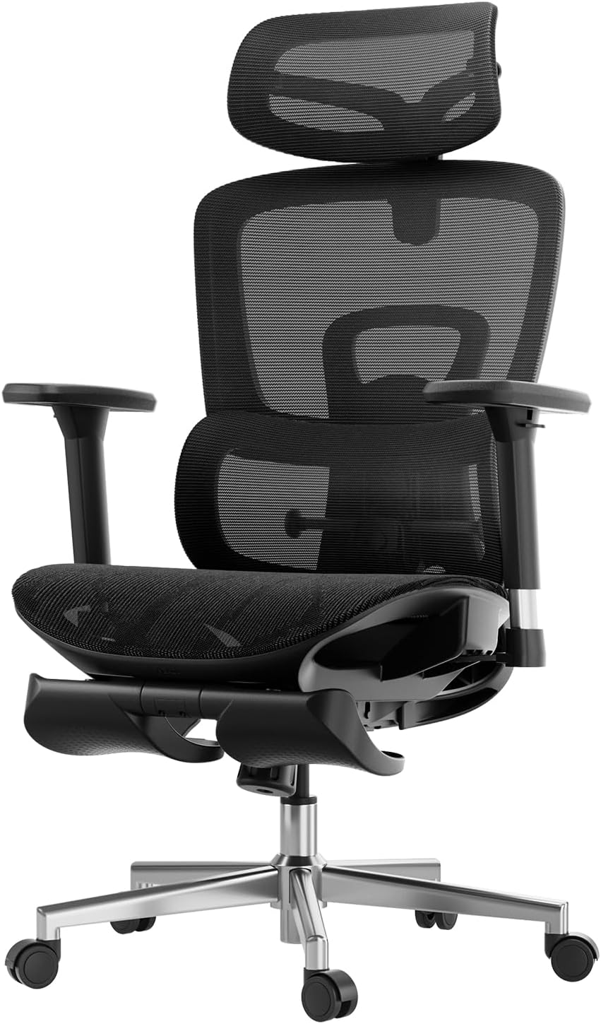 Ergonomic Office Chair with 3D Adjustable Armrests, Adjustable Lumbar Support High Back for Computer Chair, Big and Tall Mesh Office Chair, Home Office Desk Chairs Black