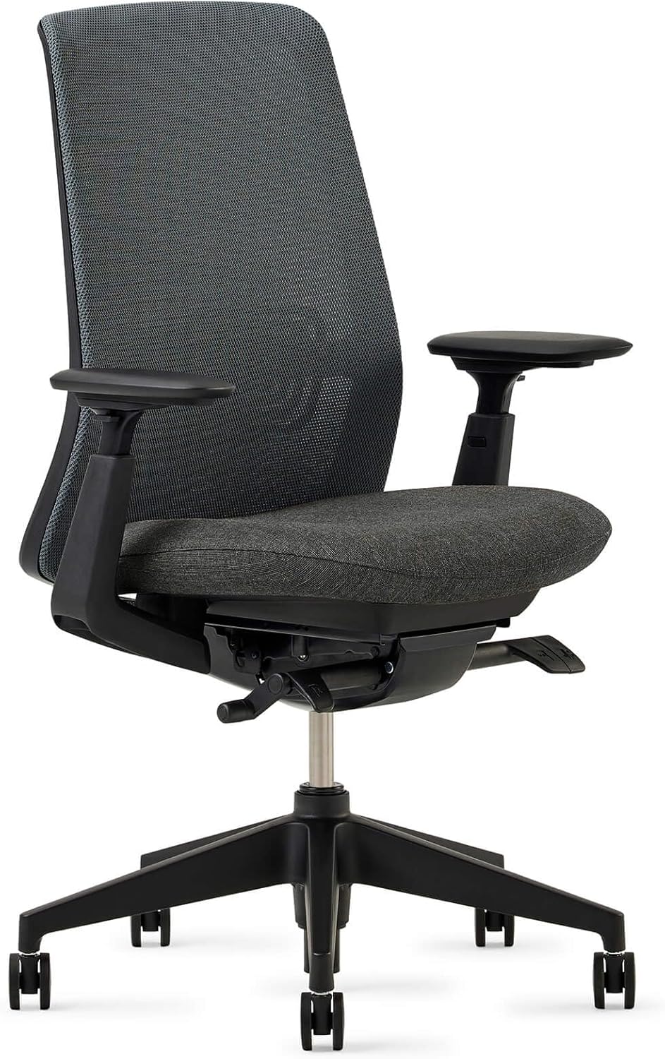 Haworth - Soji Office Chair with Ergonomic Adjustments and Lumbar Support, Flexible Mesh Back (Carbon) - Serious Techies