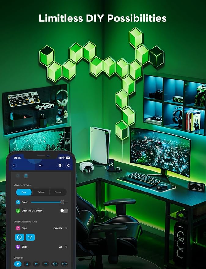 Govee - Glide Hexagon Light Panels Ultra, RGBIC 3D Wall Lights with DIY Program, 60 Scenes and 129 Lamp Beads, Upgraded Gaming Light for Gaming Room, Works with Alexa, 10 Pack Meteor Gray - Serious Techies - Serious Techies, LLC