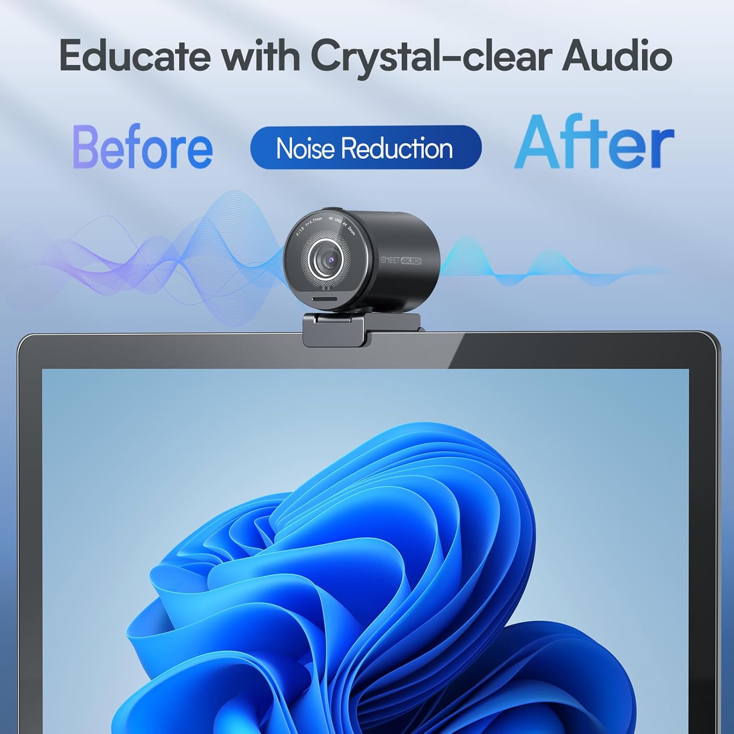 EMEET - Smartcam S800-4K Webcam for Streaming, Sony 1/2'' Sensor, Supports HDR, PDAF&TOF Dual-Autofocus, 1080P@60Fps, 2 Noise-Cancelling Mics, 40°-73° FOV, Perfect for Live Streaming&Online Meetings - Serious Techies