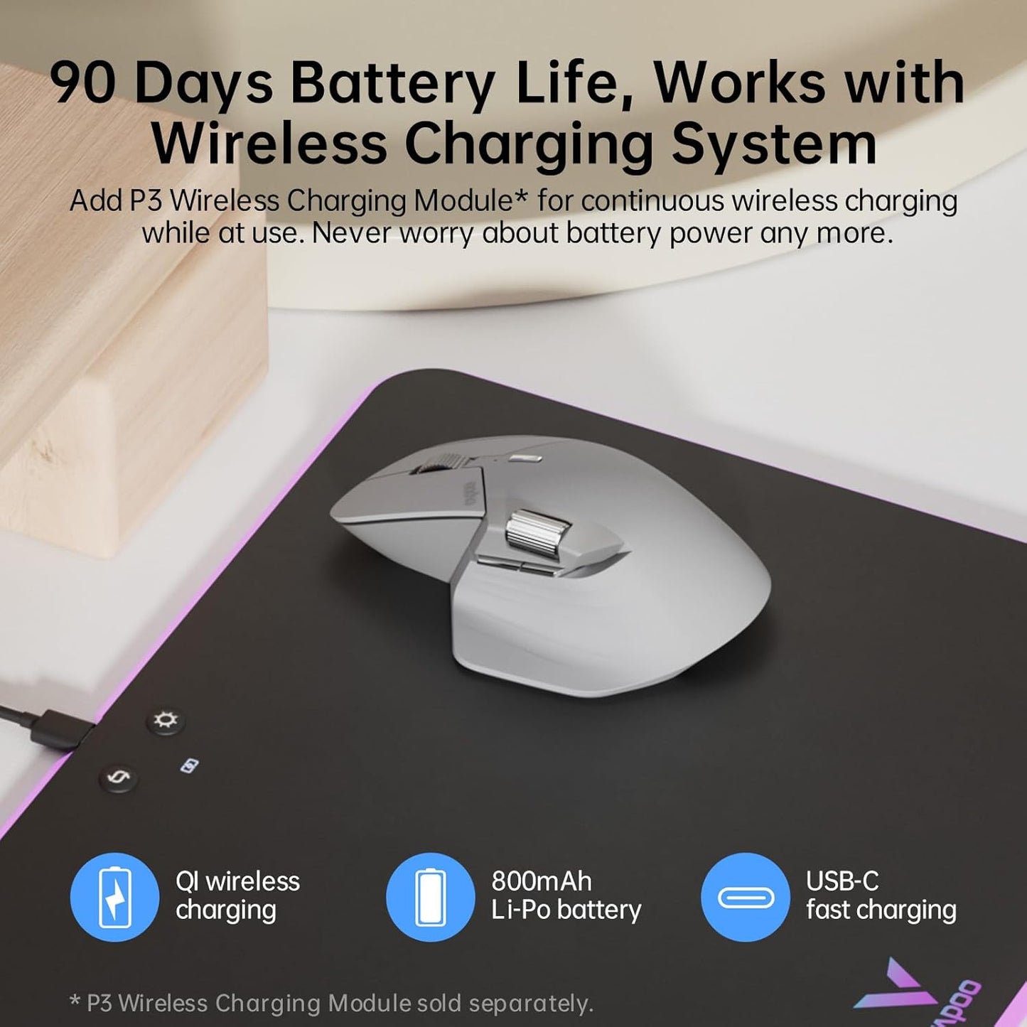 Rapoo - MT760 Multi-Device Wireless Mouse, Bluetooth 5.0 and 2.4G Multi-Mode Connection, up to 4 Devices, 11 Programmable Buttons, 4K DPI, 90 Days Battery Life, PC, Light Grey - Serious Techies