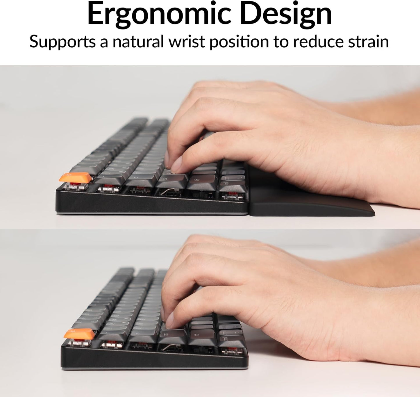 Keychron - Silicone Palm Rest for K5 SE / K5 Max / K5 Pro – 16.69" Wrist Support for Full-Size Low Profile Mechanical Keyboards, Smooth & Washable with Honeycomb Base, Black - Serious Techies
