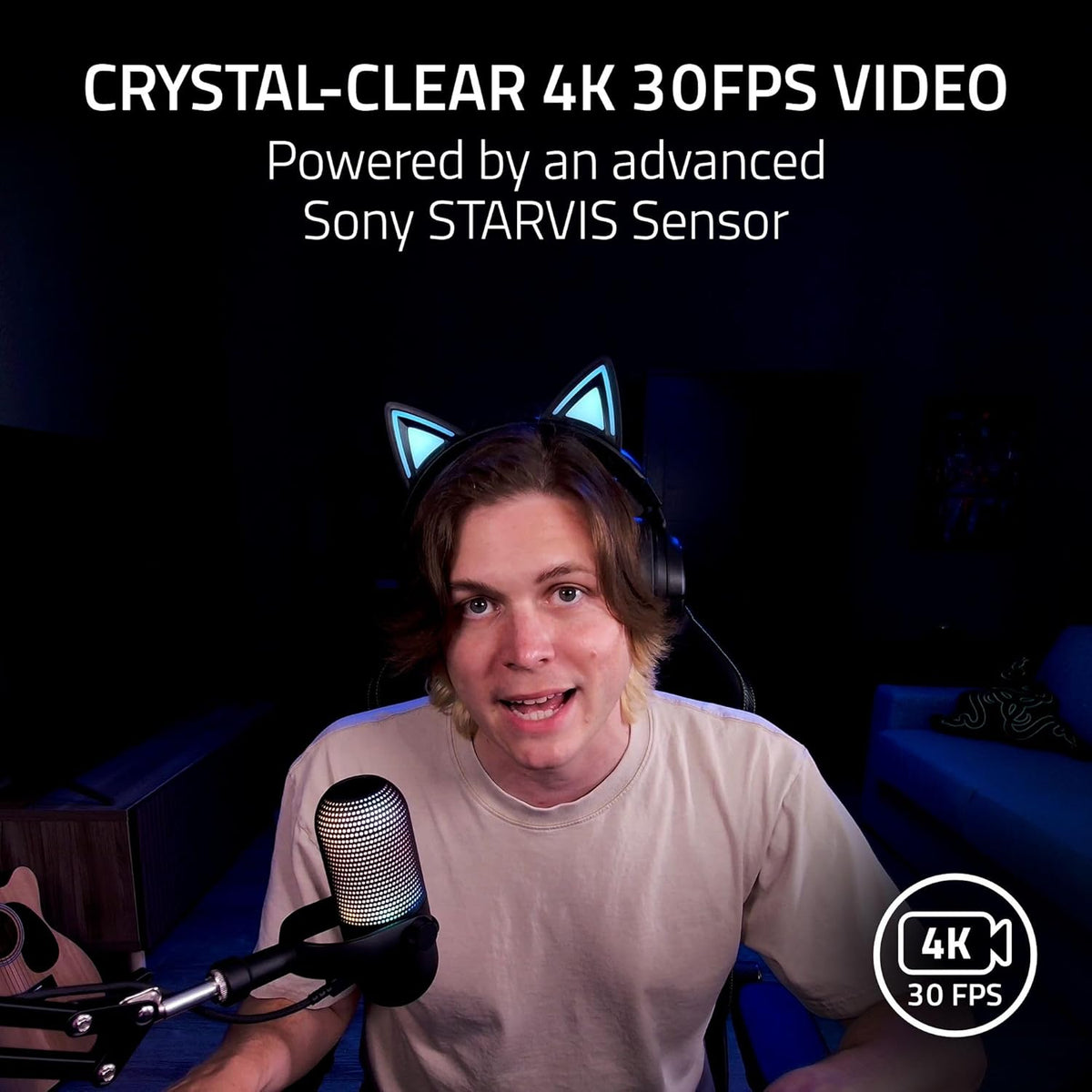 Razer - Kiyo V2 Streaming Webcam: 4K 30 FPS, 1080P 60 FPS - AI Powered Auto-Framing - Built-In Microphone - Ultrawide Angle Lens - Privacy Cover - Works with OBS, Xsplit, Discord, Zoom, Teams - Black - Serious Techies
