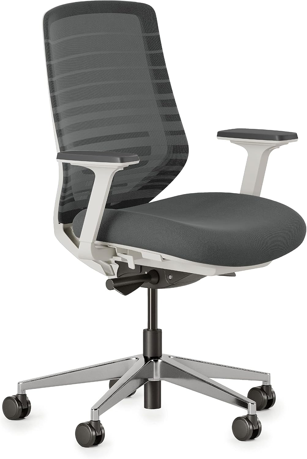 Branch - Ergonomic Chair - a Versatile Desk Chair with Adjustable Lumbar Support, Breathable Mesh Backrest, and Smooth Wheels - Experience Optimal Comfort and Support - Pebble - White - Serious Techies
