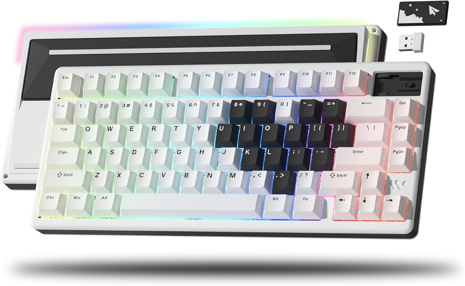 Womier - (SK71 Pro-Black) Wireless Keyboard Gaming, Creamy Mechanical Keyboard, CNC Aluminum with 8000Mah Battery, QMK/VIA Tri-Mode Key Board Custom Hot Swappable RGB Backlit for Windows/Mac/Pc 