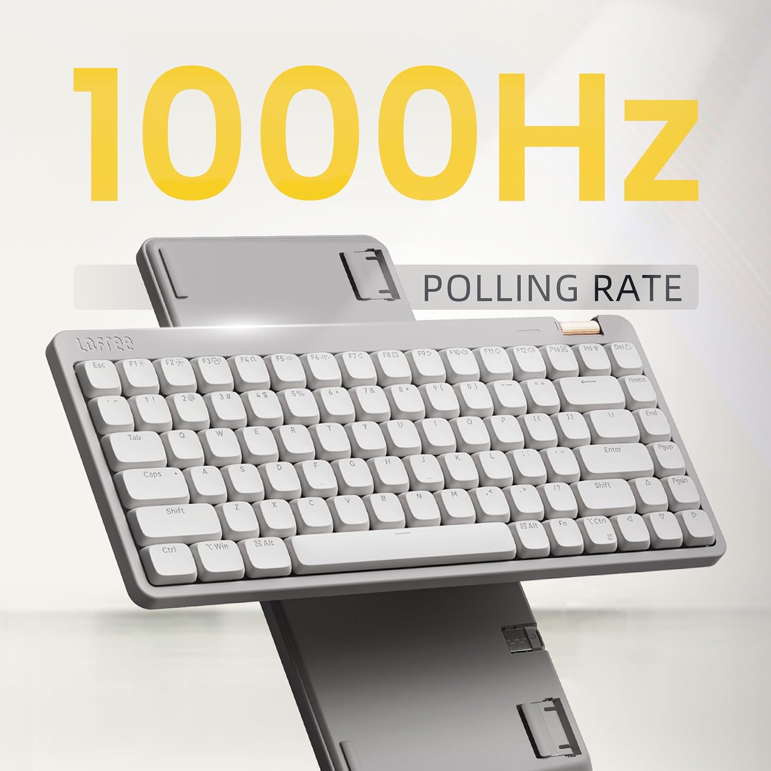 LOFREE - Flow Lite 84 Keys Low Profile Mechanical Keyboard, 75% Swappable Rechargeable Wireless Keyboard with 2.4G Receiver, Bluetooth and Wired Connection for Windows, Mac/Specter Linear Switches (Off-White)
