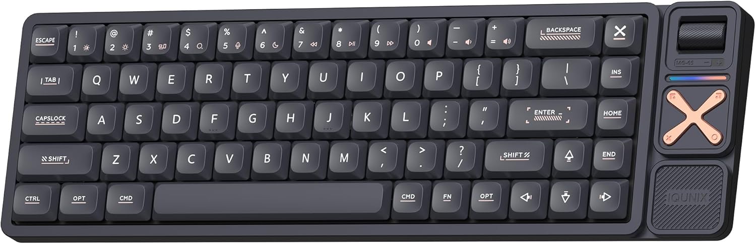 IQUNIX - Magi65 Low Profile Mechanical Keyboard Wireless 65% Keyboard Ultra Slim for Creamy Typing, Hot Swappable, RGB Backlit, PBT Keycaps, Aluminum Case, BT/2.4G/USB-C, for Mac/Windows (Shadow Black) - Serious Techies