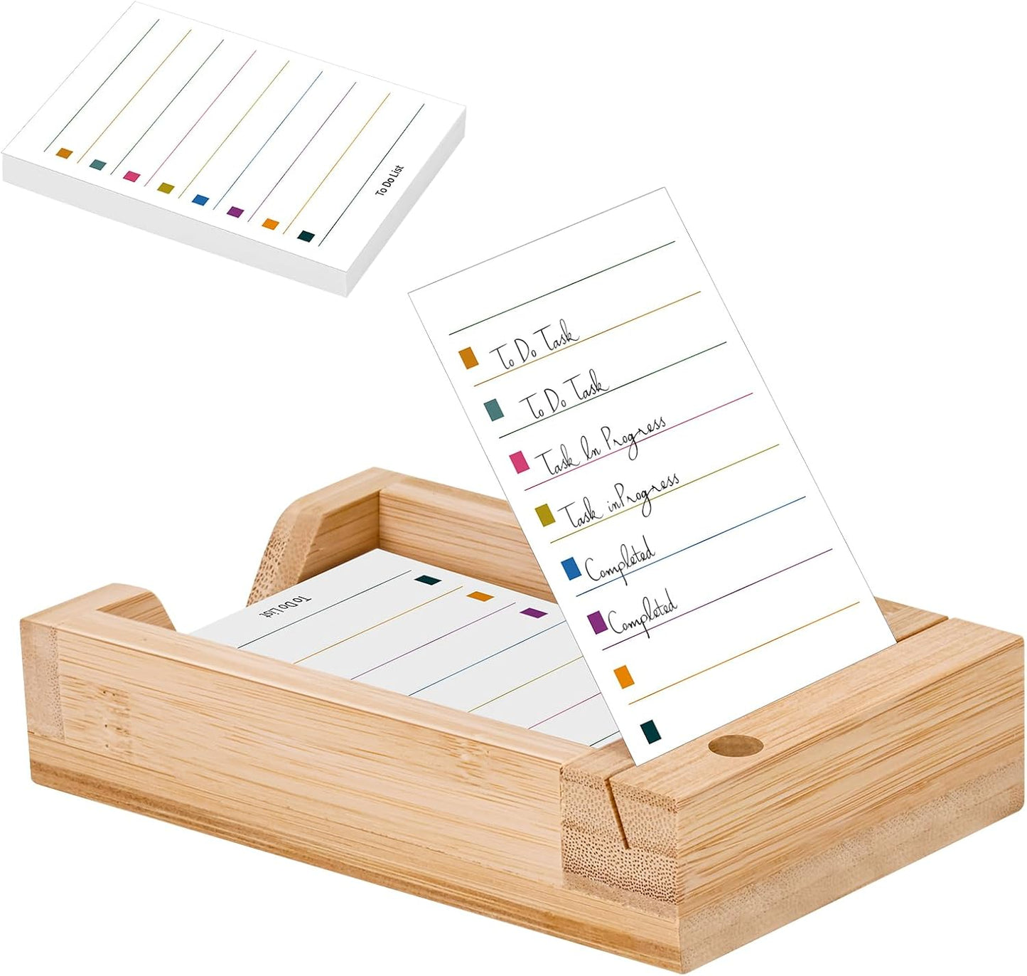 meiqidi - 2 Pack Daily to Do List Planner Cards & Bamboo Stand – 100 Task Cards & Wooden Holder – Thick 80GSM Paper, Portable 3”X4” Size – Productivity Planner for Office, Home, Students & Professionals - Serious Techies