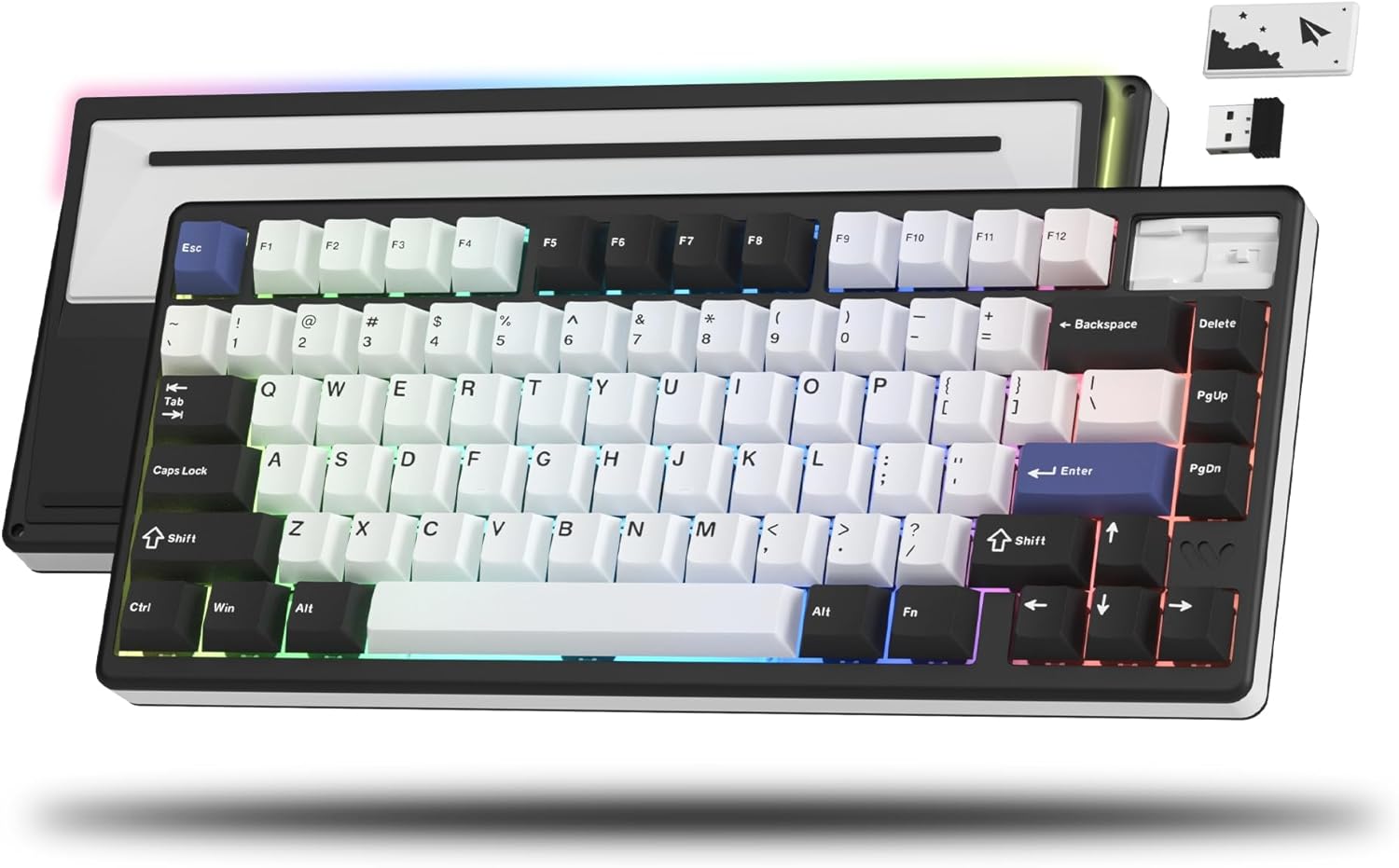 Womier - (SK71 Pro-Black) Wireless Keyboard Gaming, Creamy Mechanical Keyboard, CNC Aluminum with 8000Mah Battery, QMK/VIA Tri-Mode Key Board Custom Hot Swappable RGB Backlit for Windows/Mac/Pc 