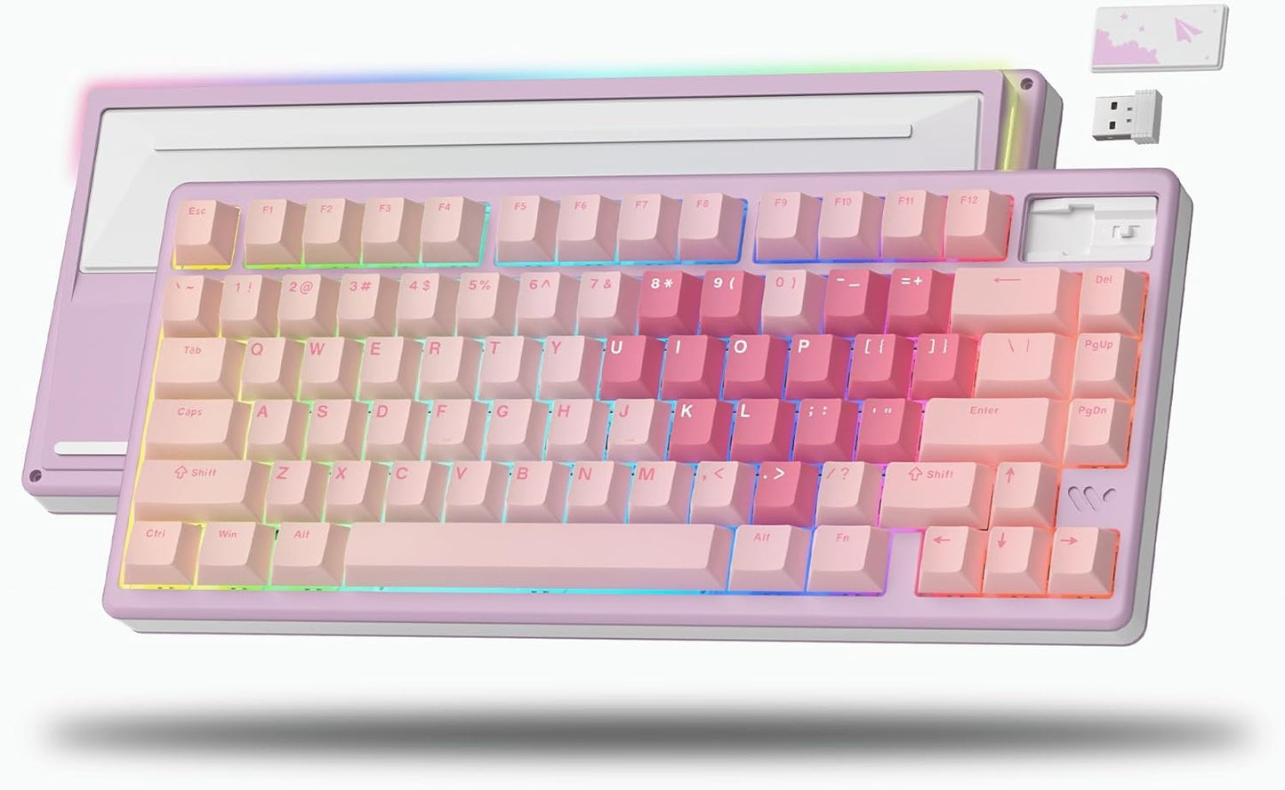 Womier - (SK71 Pro-Black) Wireless Keyboard Gaming, Creamy Mechanical Keyboard, CNC Aluminum with 8000Mah Battery, QMK/VIA Tri-Mode Key Board Custom Hot Swappable RGB Backlit for Windows/Mac/Pc 