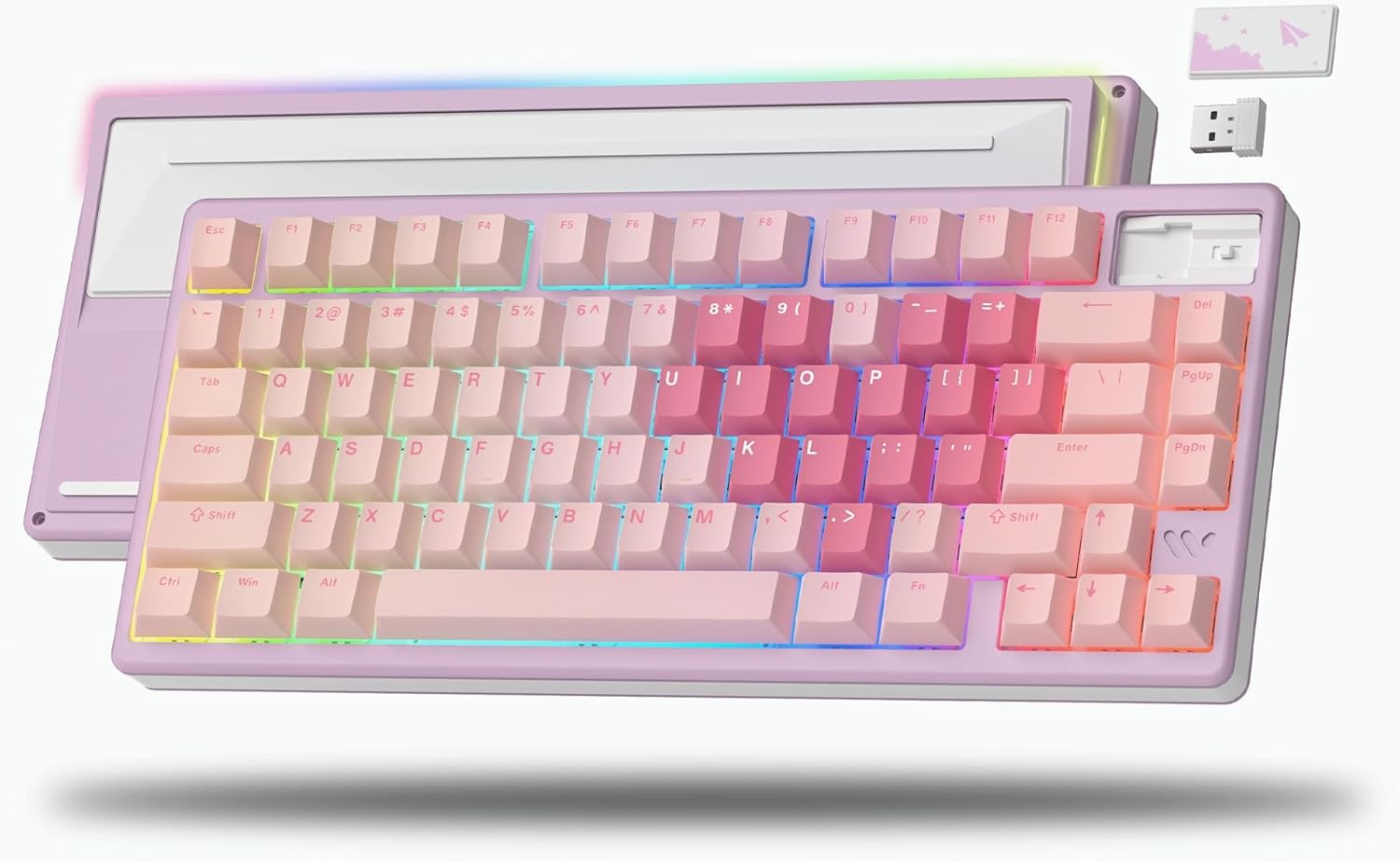 Womier - (SK71 Pro-Black) Wireless Keyboard Gaming, Creamy Mechanical Keyboard, CNC Aluminum with 8000Mah Battery, QMK/VIA Tri-Mode Key Board Custom Hot Swappable RGB Backlit for Windows/Mac/Pc 