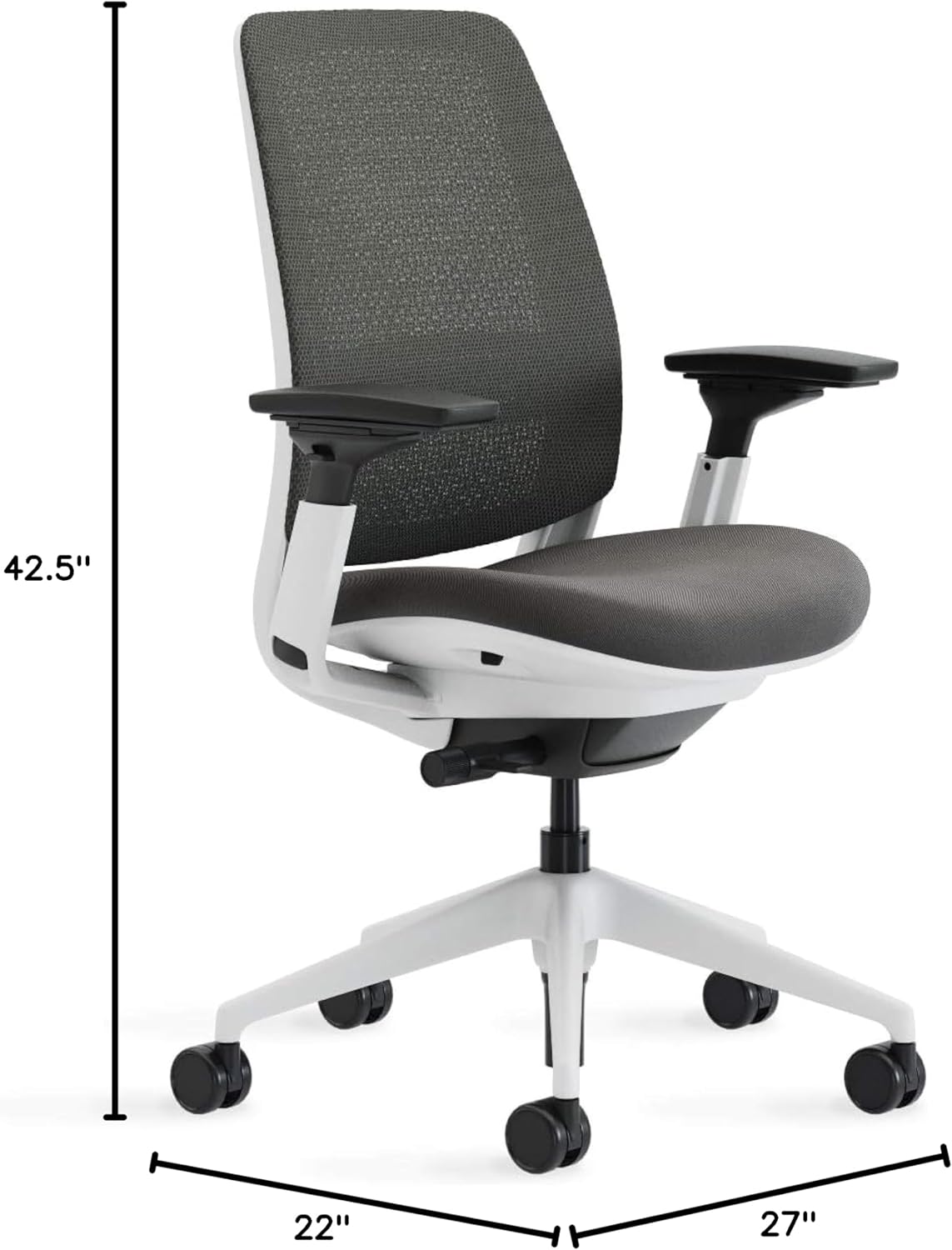 Steelcase - Series 2 Office Chair - Ergonomic Work Chair with Wheels for Carpet - with Back Support, Weight-Activated Adjustment & Arm Support - Adjustable Rolling Chairs for Desk - Graphite - Serious Techies