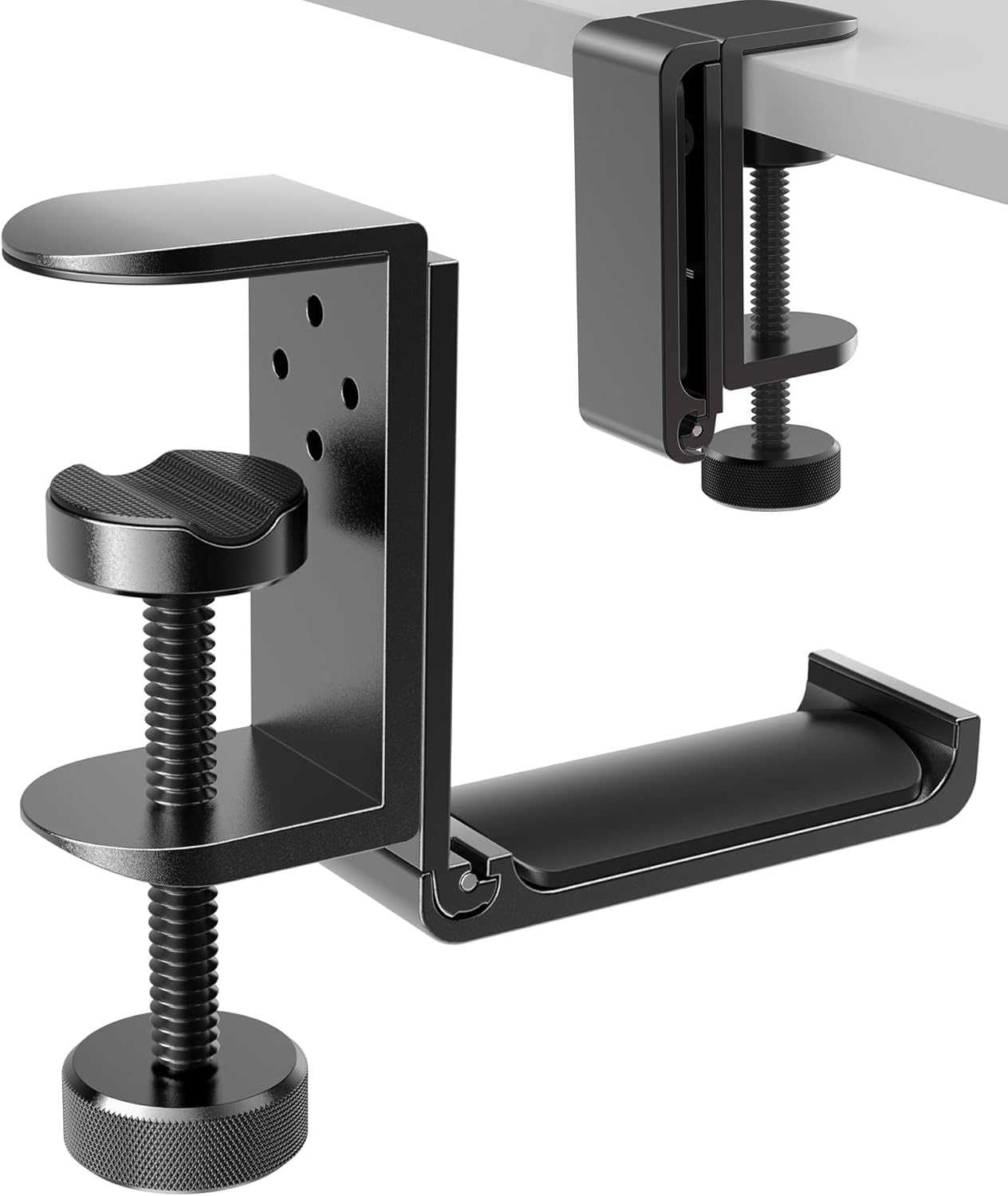  APPHOME - Foldable Headphone Stand and Hook – Aluminum Headset Holder Clamp Mount under Desk, Universal Fit for Gaming Headphones, Space-Saving Hanger Organizer - Serious Techies