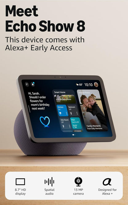 Amazon - Echo Show 8 (Newest Model), Vibrant HD 8.7" Display with Spatial Audio, with Alexa+ Early Access, Graphite - Serious Techies