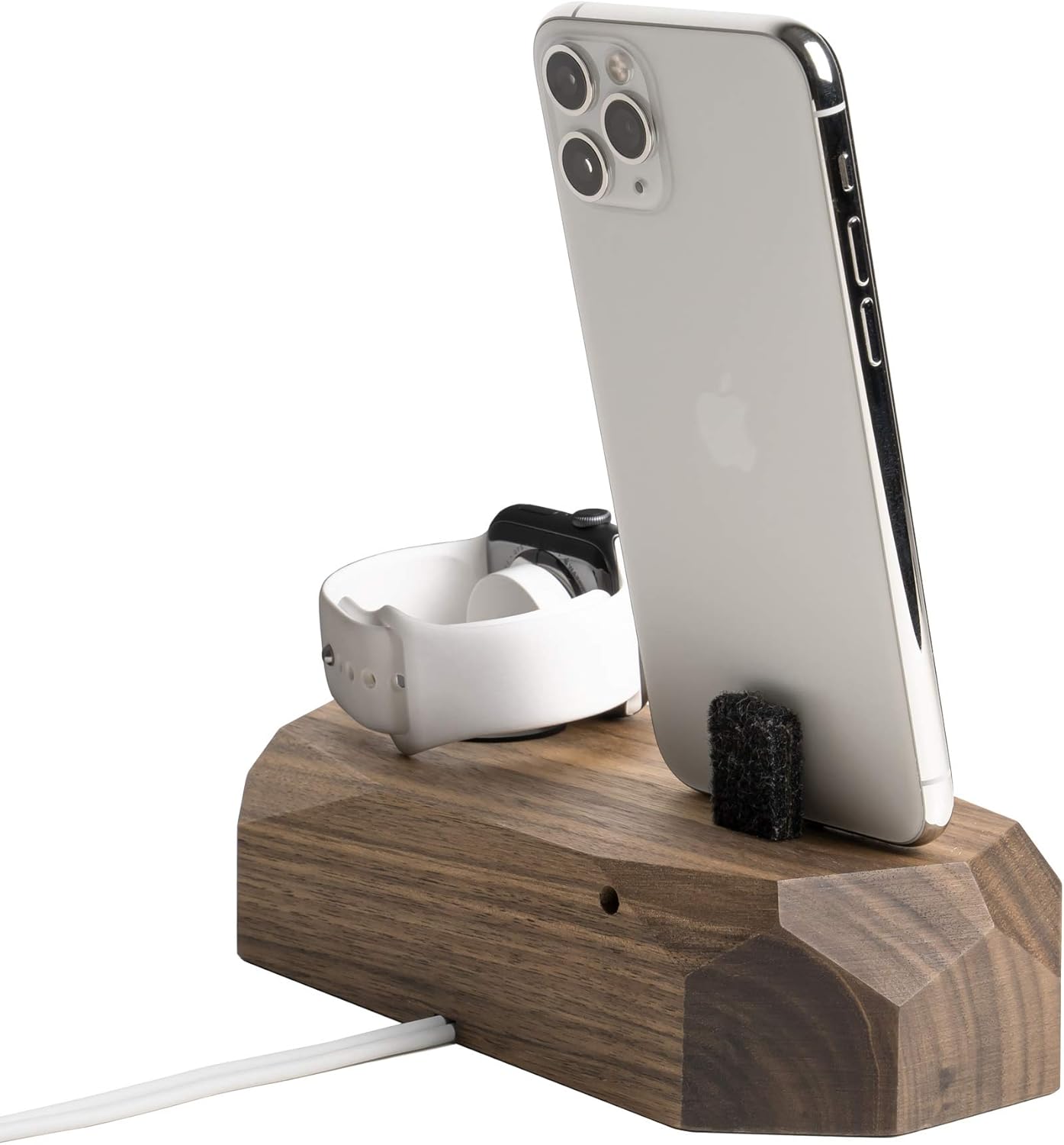 Oakywood - 2In1 Wood Docking Station Compatible with Apple Watch, Compatible with Iphone - Dual Charging Station, 1 X Lightning USB-A Connector Included - Combo Dock - Walnut - Serious Techies