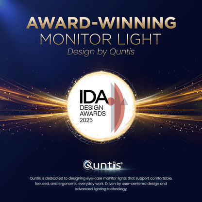 Quntis - Monitor Light Bar Pro White, Eye-Care No Glare USB Computer Lamp, Stepless Dimming & Auto-Dimming Brightness, Dual Control, Modern Aesthetic Space Saving Desk Accessories Office Gaming Reading - Serious Techies