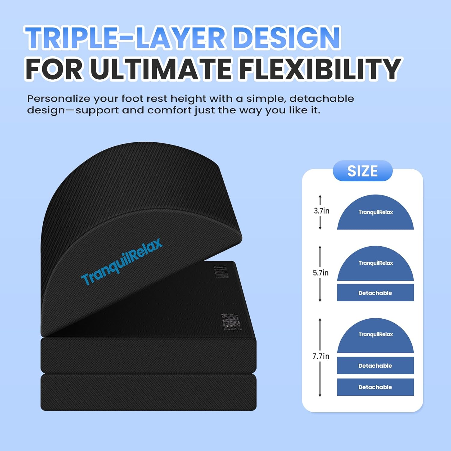 TranquilRelax - Foot Rest for under Desk at Work, Gaming Accessories Foot Stool with 3 Adjustable Heights & Washable Cover, Comfortable Office Desk Accessories, Footrest for Office, Home and Car (Black) - Serious Techies