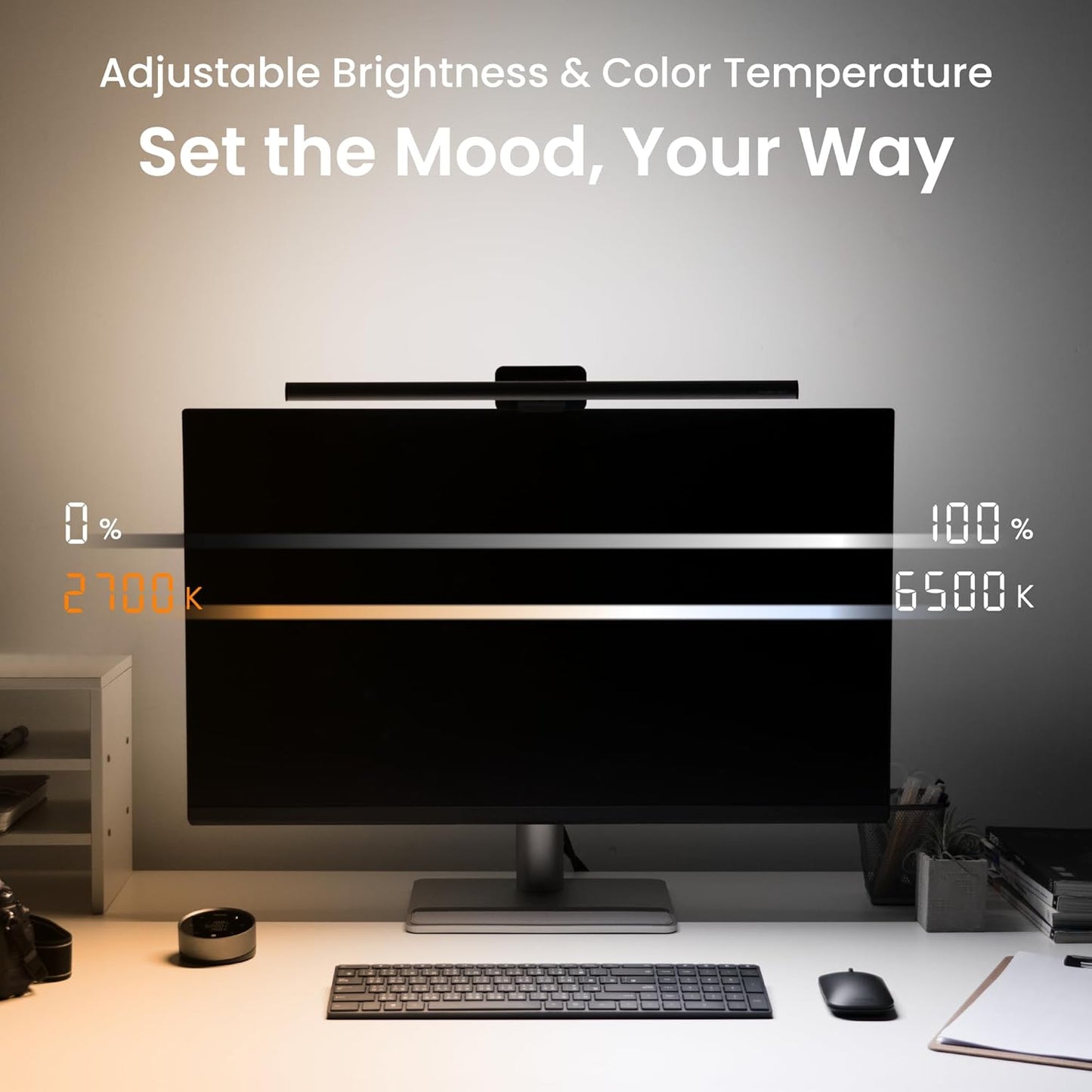 Screenbar Halo 2 LED Monitor Light - Wireless Controller, Backlight, Motion Sensor, Adjustable Brightness/Color Temperature, Eye-Care Light Bar, No Screen Glare, Space Saving, USB Powered