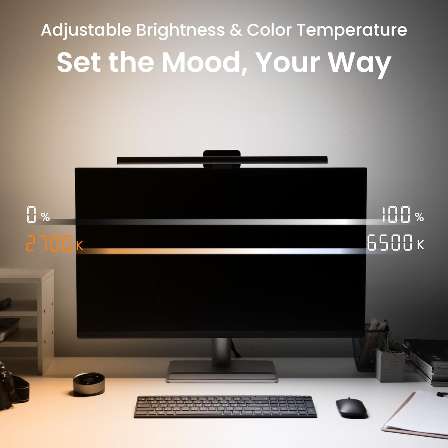 Screenbar Halo 2 LED Monitor Light - Wireless Controller, Backlight, Motion Sensor, Adjustable Brightness/Color Temperature, Eye-Care Light Bar, No Screen Glare, Space Saving, USB Powered