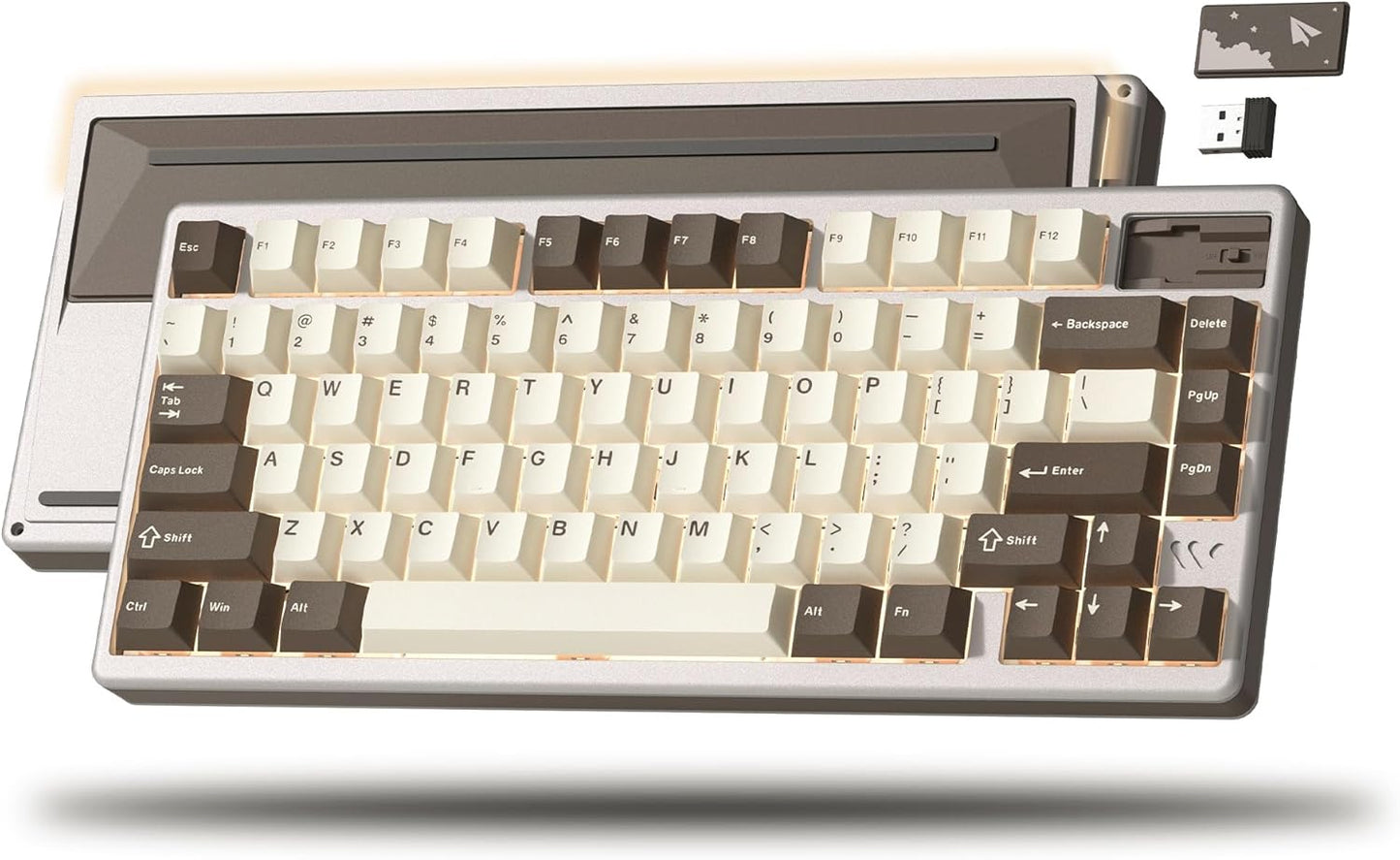 Womier - (SK71 Pro-Black) Wireless Keyboard Gaming, Creamy Mechanical Keyboard, CNC Aluminum with 8000Mah Battery, QMK/VIA Tri-Mode Key Board Custom Hot Swappable RGB Backlit for Windows/Mac/Pc 