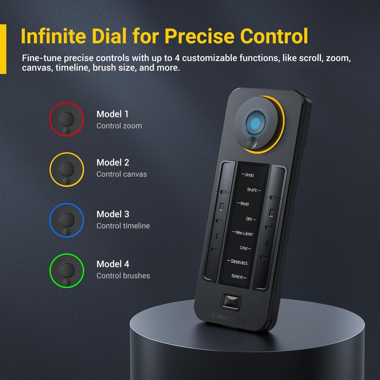 XENCELABS - Quick Keys for PC, Macbook, Desktop, Drawing Tablet, MacroPad, Pen Display, OLED Display, 44 Customizable Shortcuts Keydail for Digital Drawing, Video Editing, Photo Retouching, Windows/Macos