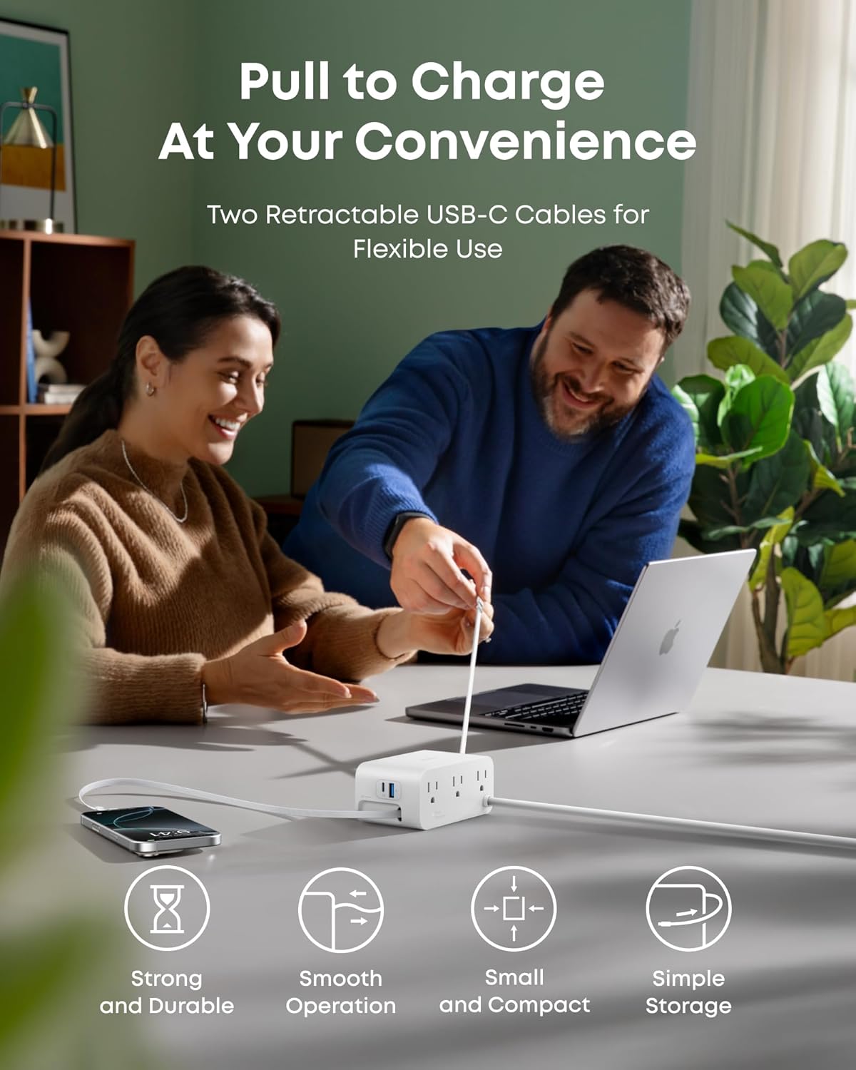 Anker - Nano Charging Station, 7-In-1 USB-C Power Strip for Iphone 16, 2.3 Ft  Instacord Retractable Cable, 3 USB-C, 1 USB-A, 3 AC, 100W Desktop Fast Charging for Macbook, Home, Office(Non-Battery) - Serious Techies