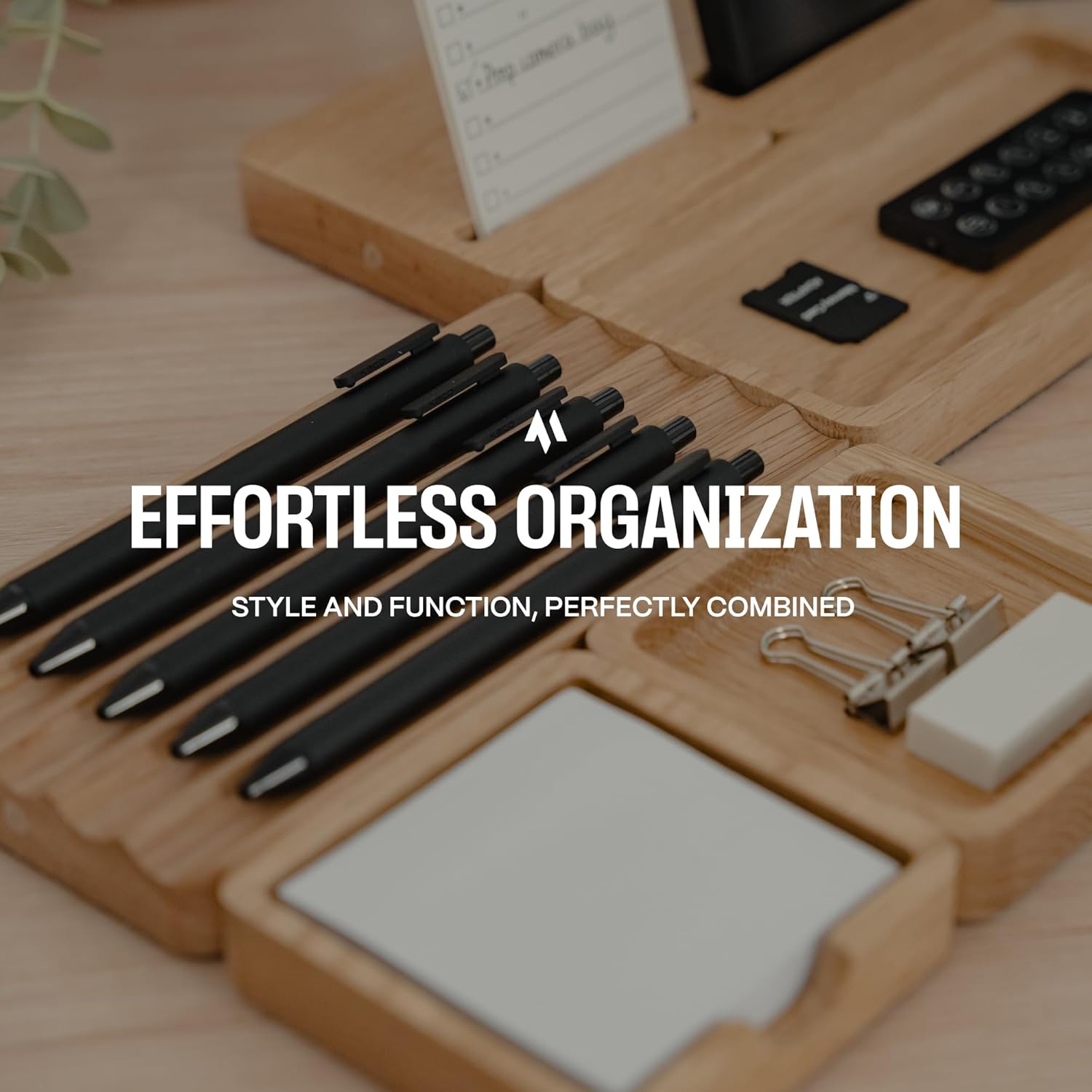 COREMINDED - Modular Office Desk Organizer Tray Set - Solid Wood Desk Tray with Felt Lining - Desktop Organizer Wood Desk Accessories - Set B - Serious Techies