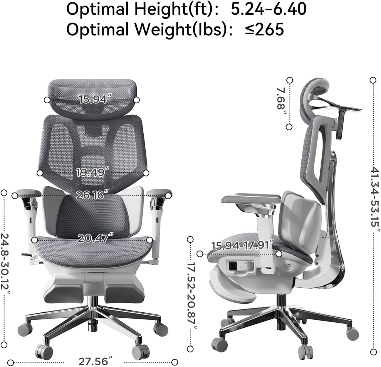 X7 Smart Ergonomic Chair, Office Chair, with Fully Automated Lumbar Tracking, 4D Adjustable Headrest, 720° Adjustable Armrests, Ventilated Seat Cushion, Swivel, Grey