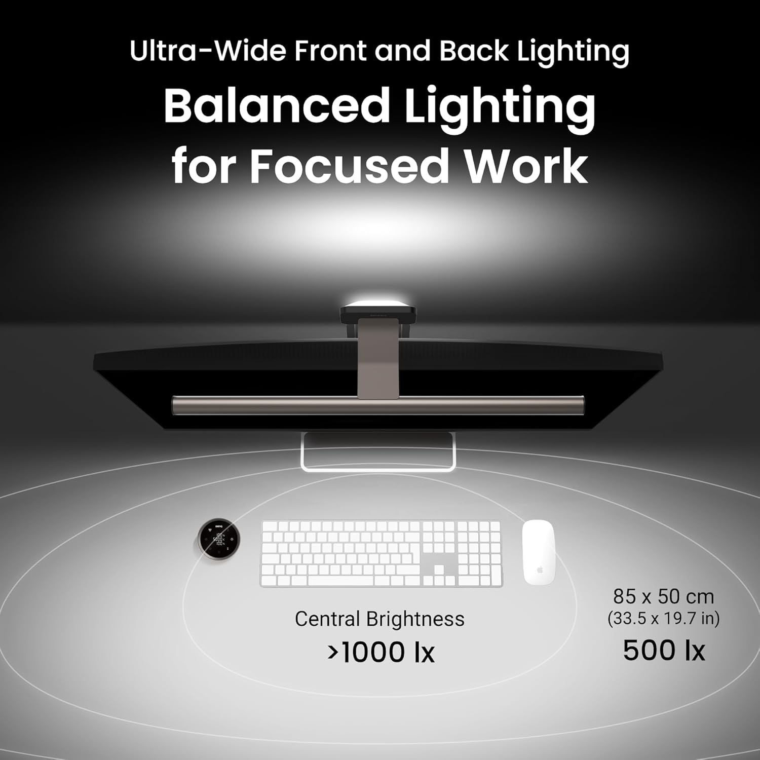 Screenbar Halo 2 LED Monitor Light - Wireless Controller, Backlight, Motion Sensor, Adjustable Brightness/Color Temperature, Eye-Care Light Bar, No Screen Glare, Space Saving, USB Powered