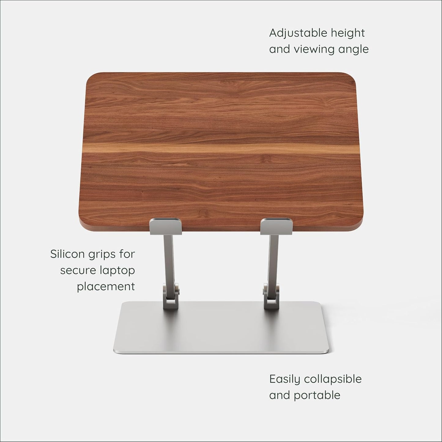 Branch - Adjustable Laptop Stand - Elevate Ergonomics & Reduce Strain, Laptop Riser Customizable Height & Angle, Portable & Robust Design for Home or Office, Secure Silicon Grips - Walnut - Serious Techies