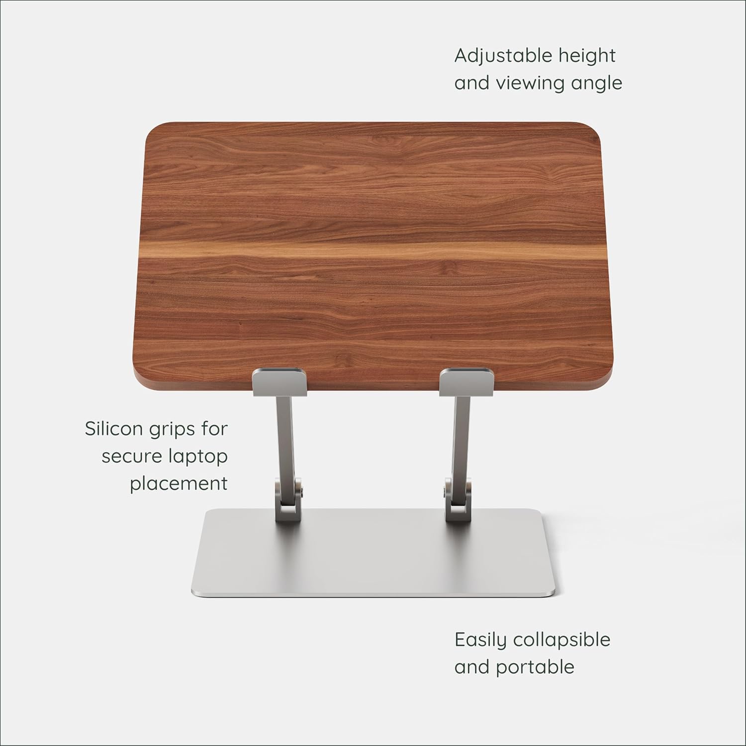 Branch - Adjustable Laptop Stand - Elevate Ergonomics & Reduce Strain, Laptop Riser Customizable Height & Angle, Portable & Robust Design for Home or Office, Secure Silicon Grips - Walnut - Serious Techies