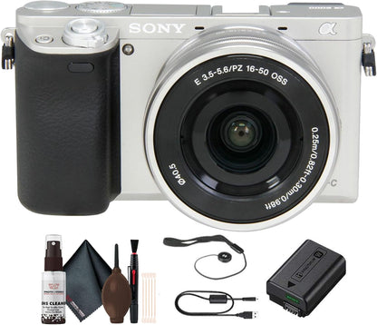 Sony - Alpha A6000 Mirrorless Camera with 16-50Mm Lens (Silver) + Lens Cap Keeper + Cleaning Kit - Serious Techies