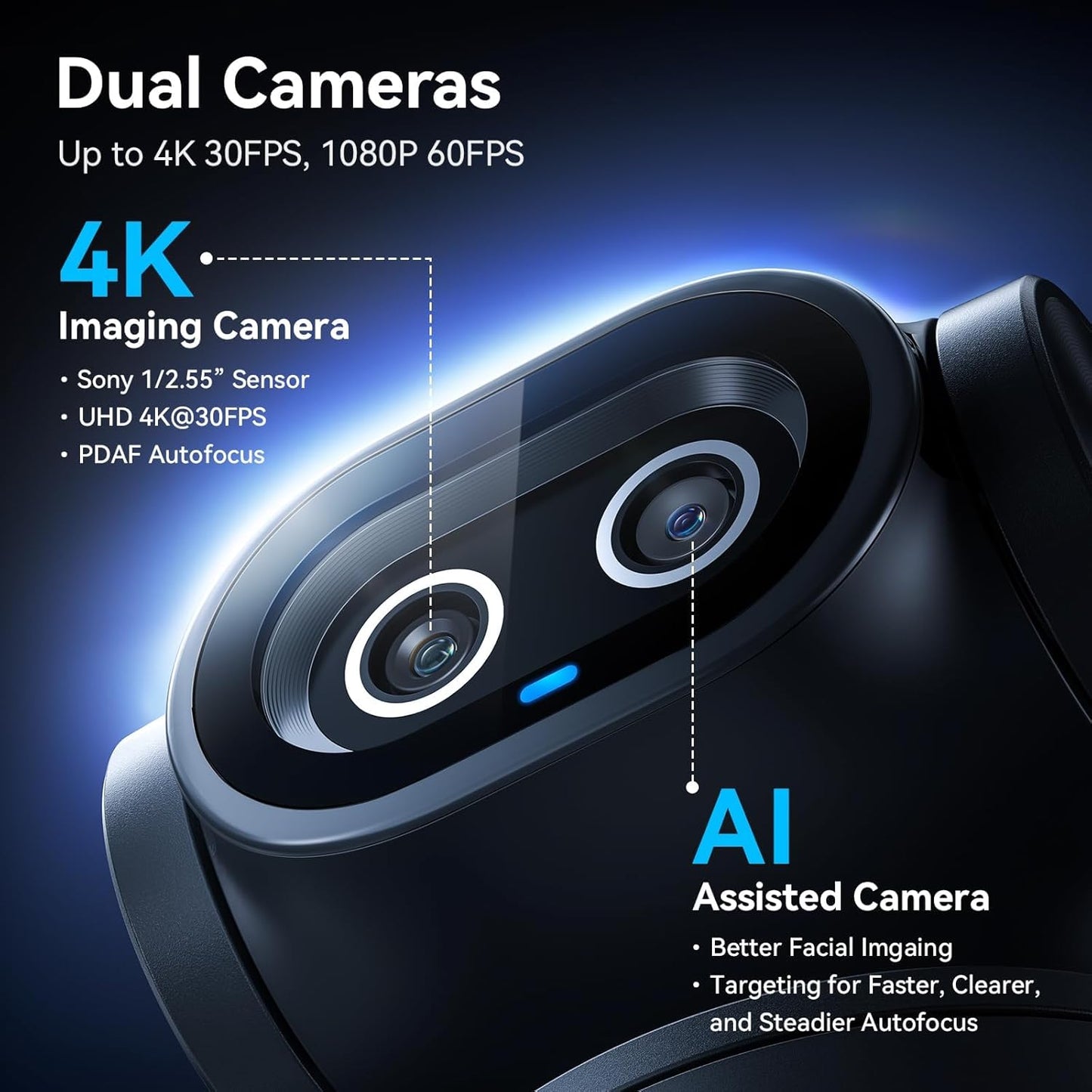 EMEET - PIXY Dual-Camera Ai-Powered PTZ Camera 4K, AI Tracking, PDAF&AI Autofocus 0.2S, 1/2.55'' Sony Sensor, 3 Mics, Presets, Gesture Control, 4K Webcam for Streaming and Obs/Twitch/Switch 2 Compatible - Serious Techies
