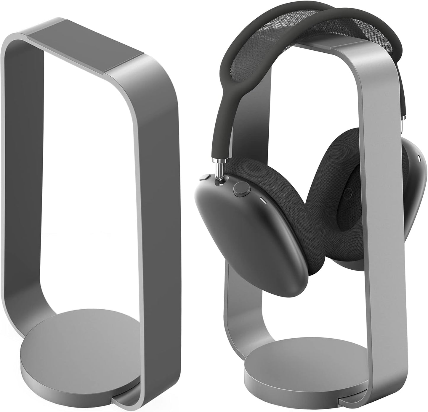 HumanCentric - Headphone Stand Headset Holder in Space Gray, Weighted Aluminum Headphone Holder, Desk Headphone Hanger Displays and Holds Headsets, Works with Most Headphone Brands and Sizes - Serious Techies