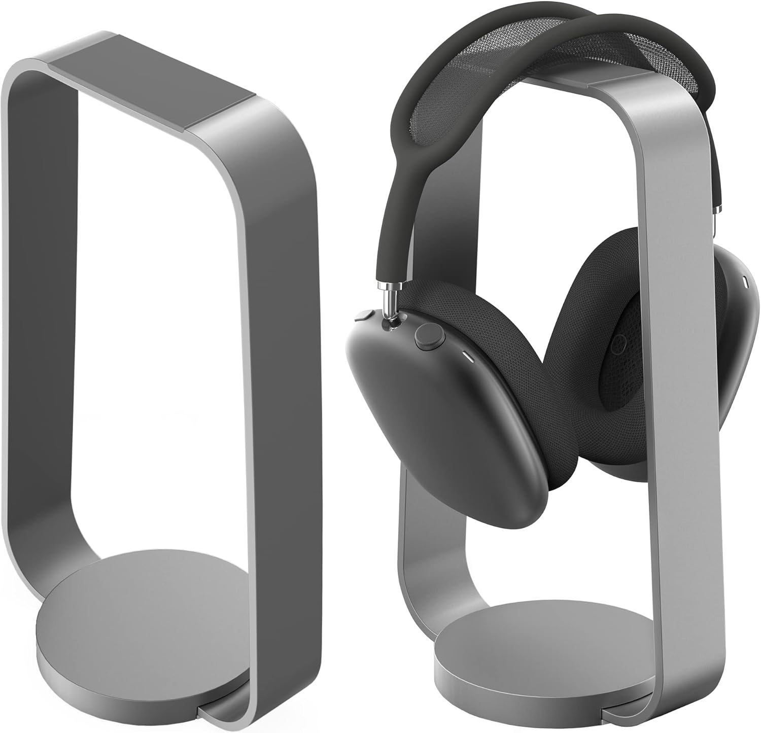 HumanCentric - Headphone Stand Headset Holder in Space Gray, Weighted Aluminum Headphone Holder, Desk Headphone Hanger Displays and Holds Headsets, Works with Most Headphone Brands and Sizes - Serious Techies