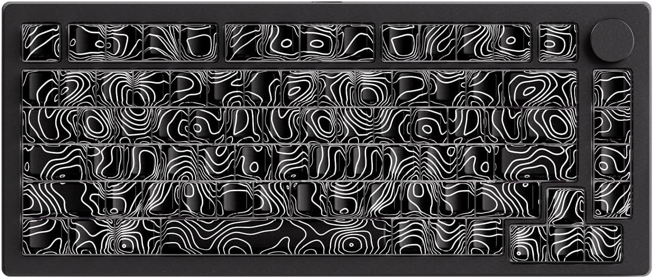 MONSGEEK - M1 V5 Aluminum Mechanical Keyboard 75% Topographic Theme Quick Release Gaming Keyboard with Knob, 8000 Mah RGB Hot-Swappable Black Custom with Side-Printed Keycaps Pre Lubed Piano Switch