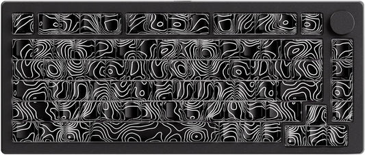 MONSGEEK - M1 V5 Aluminum Mechanical Keyboard 75% Topographic Theme Quick Release Gaming Keyboard with Knob, 8000 Mah RGB Hot-Swappable Black Custom with Side-Printed Keycaps Pre Lubed Piano Switch