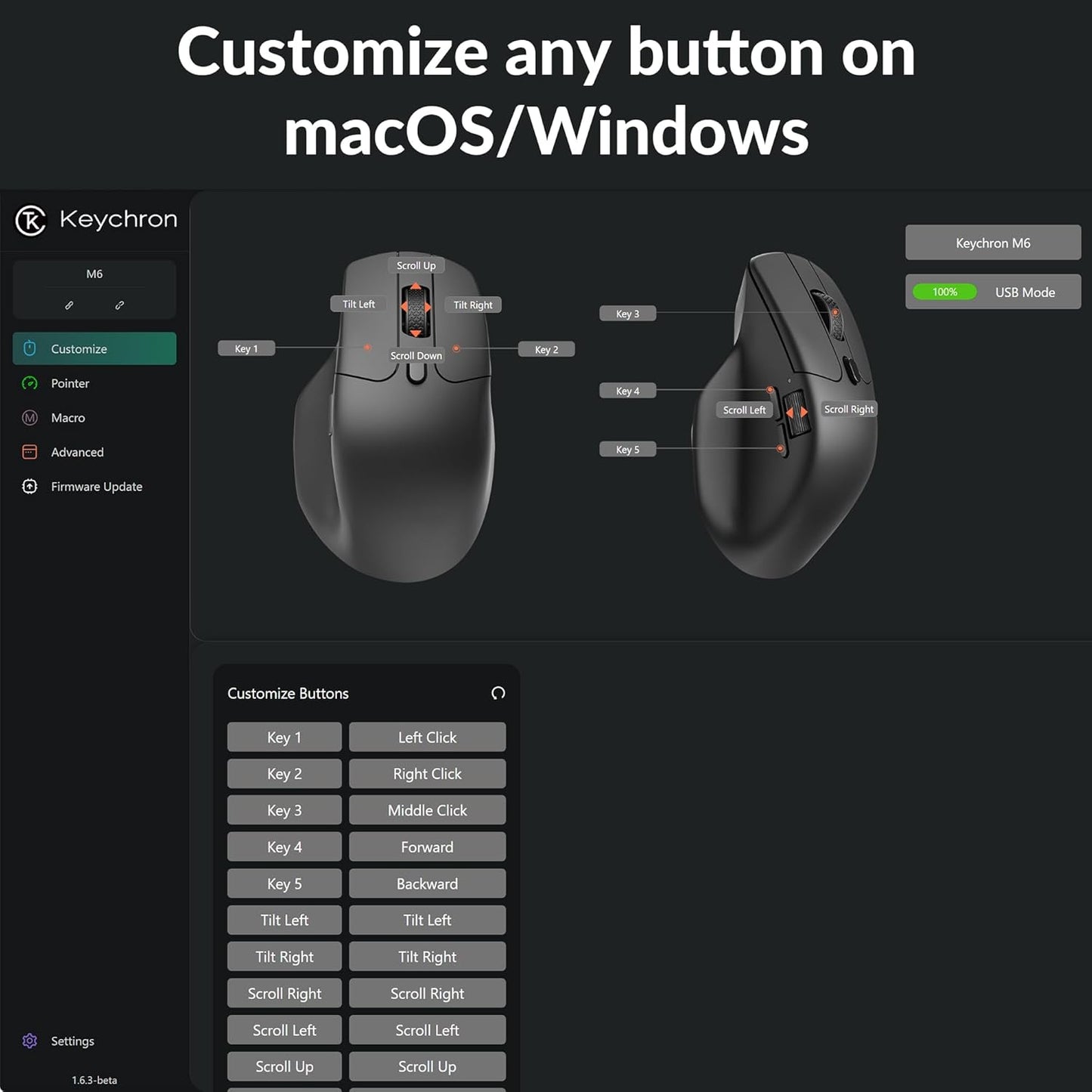 Keychron - M6 Wireless Gaming Mouse, 1000Hz Polling, Bluetooth 5.1/2.4Ghz/Wired, Lightweight 78G, Pixart 3395 Optical Sensor up to 26,000 DPI, Programmable, for Windows/Mac/Linux – Black - Serious Techies