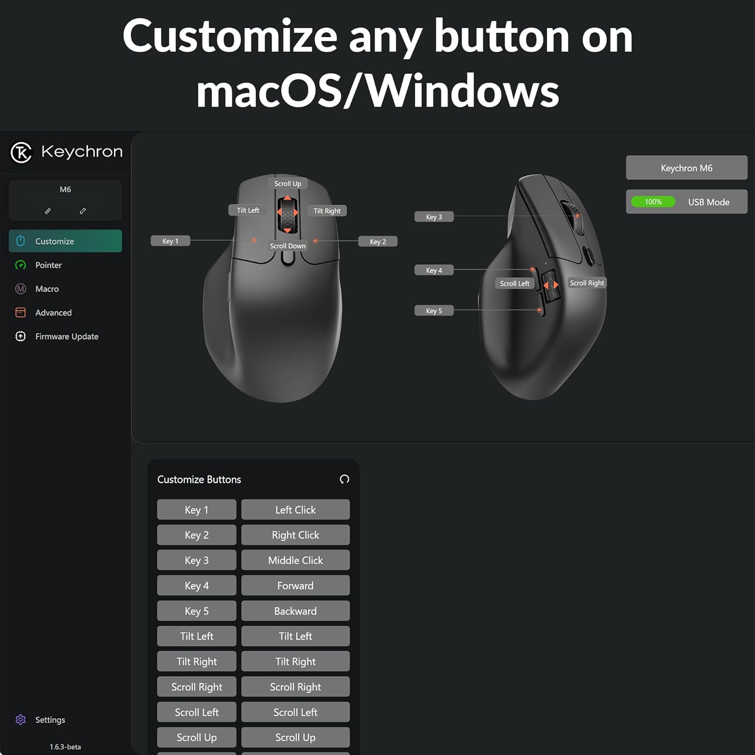 Keychron - M6 Wireless Gaming Mouse, 1000Hz Polling, Bluetooth 5.1/2.4Ghz/Wired, Lightweight 78G, Pixart 3395 Optical Sensor up to 26,000 DPI, Programmable, for Windows/Mac/Linux – Black - Serious Techies