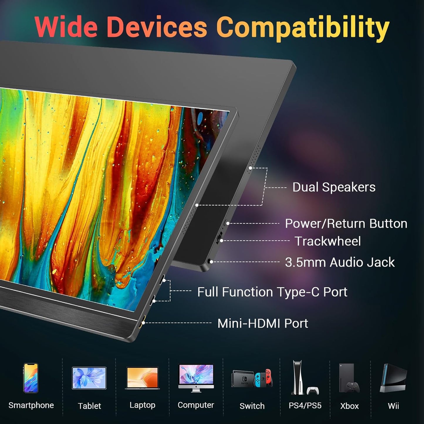 KYY - Portable Monitor 15.6'' FHD 1080P USB C HDMI Gaming Monitor Ultra-Slim IPS Display W/Smart Cover & Speakers, Plug&Play, External Monitor for Laptop PC Phone Mac Xbox PS4 - Serious Techies