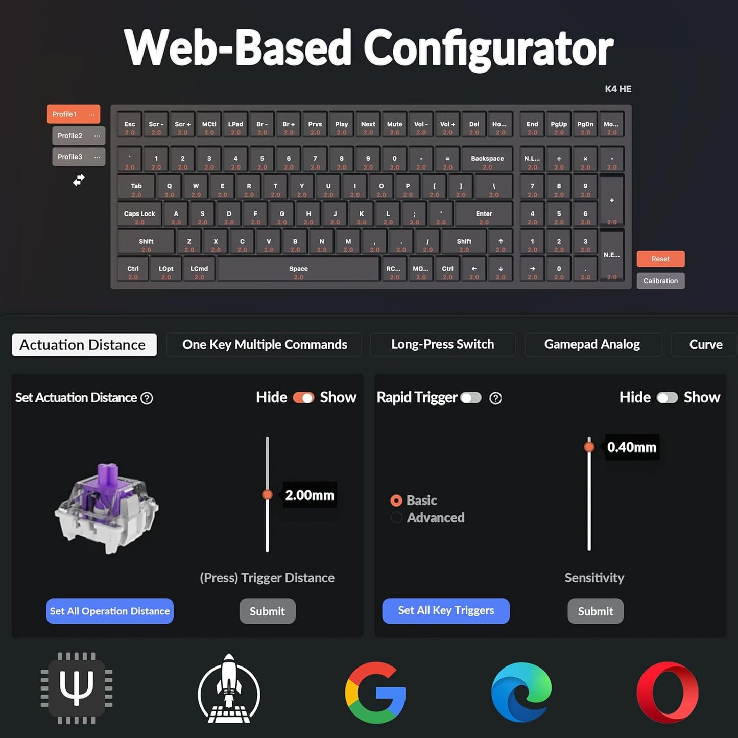 Keychron - K4 HE – 96% Compact Hall Effect Wireless Mechanical Keyboard with Number Pad, Magnetic Switch, Rapid Trigger, Custom RGB, QMK/VIA, 2.4Ghz/Bt5.2/Wired, for Mac/Windows/Linux, Wood Frame, Black - Serious Techies