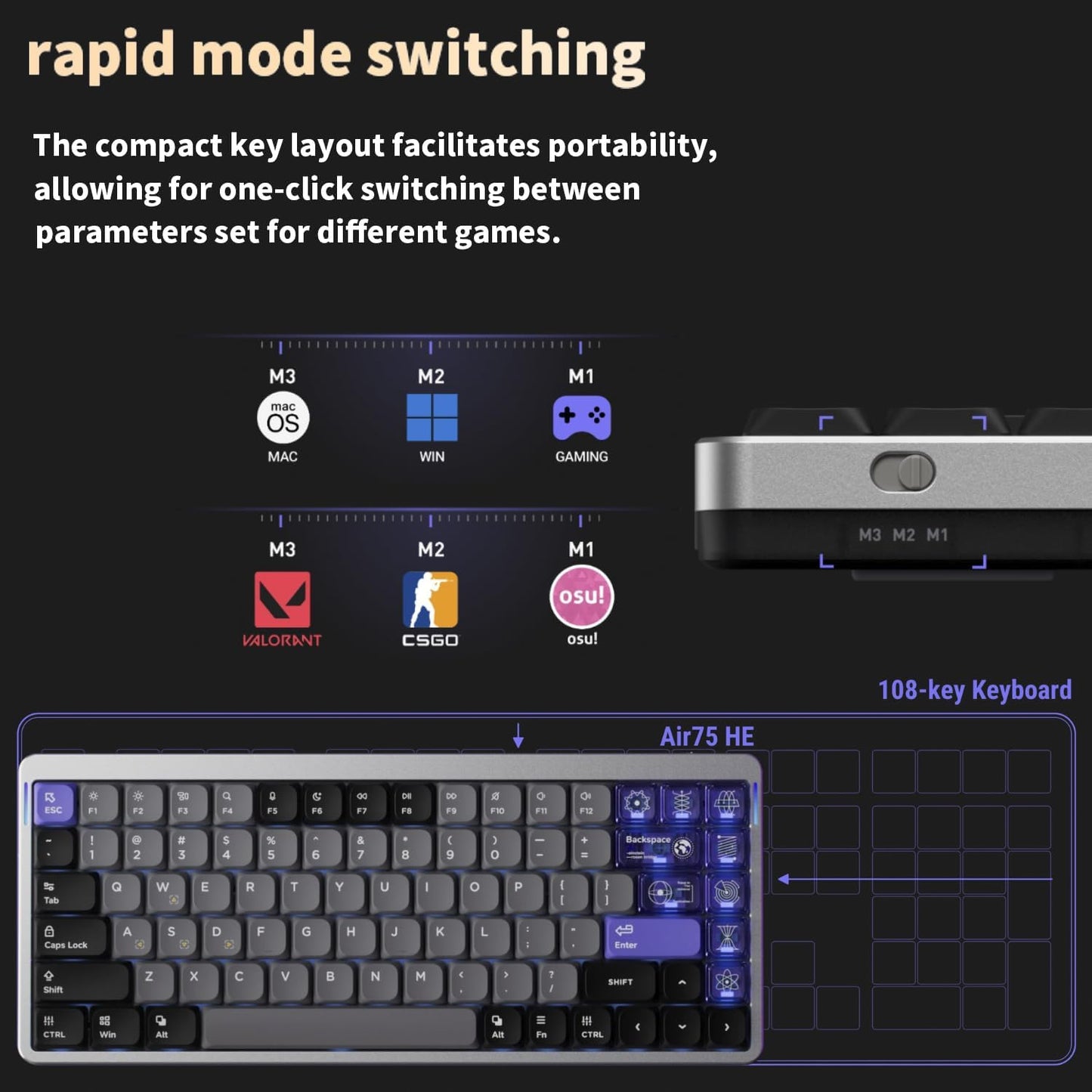 Nuphy - Air75 HE Rapid Trigger Wired Custom Magnetic Gaming Keyboard,Rgb Hotswap, 84 Keys 75% Layout Adjustable Actuation Esports Low Profile Keyboard, Hall Effect Keyboard(Magnetic Jade Pro Switch) - Serious Techies