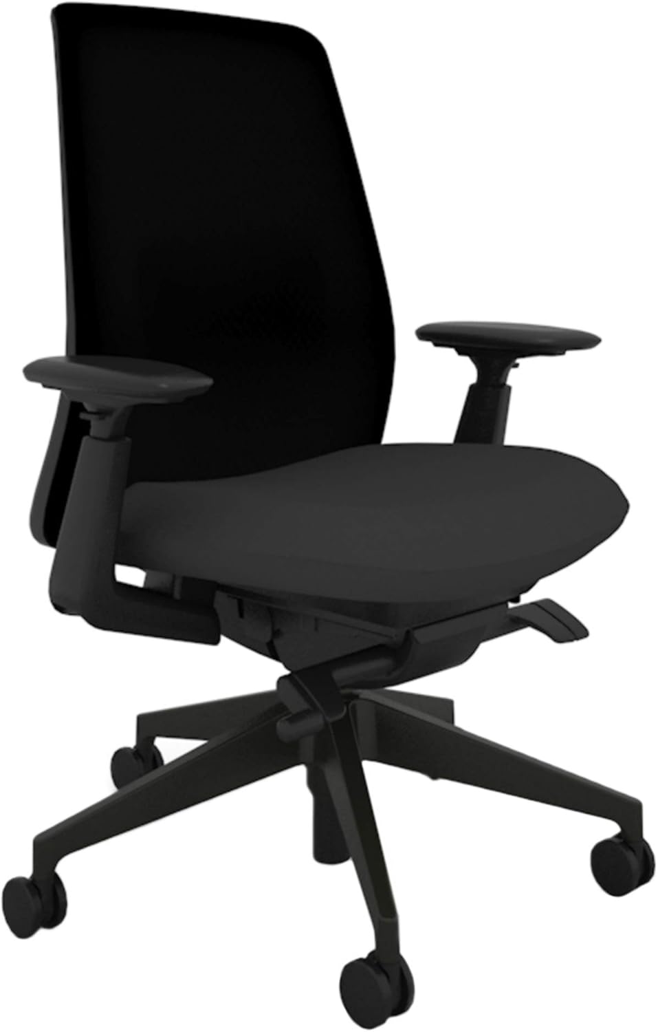 Haworth - Soji Office Chair with Ergonomic Adjustments and Lumbar Support, Flexible Mesh Back (Carbon) - Serious Techies